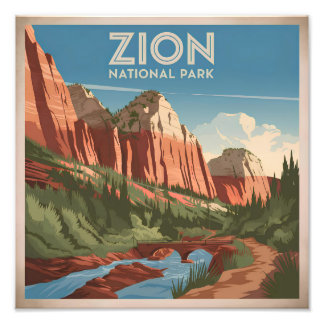 Zion National Park Vintag Fotodruck