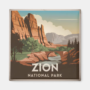 Zion National Park Vintag Magnet