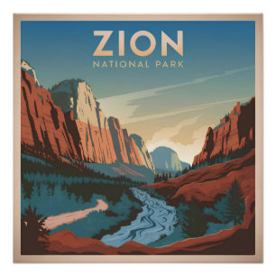 Zion National Park Vintag Poster