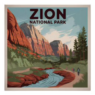 Zion National Park Vintag Poster