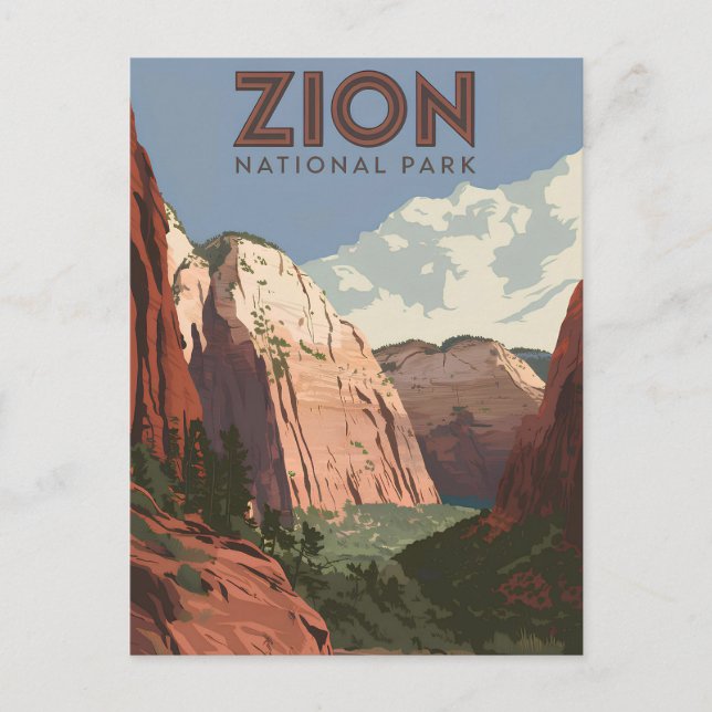 Zion National Park Vintag Postkarte (Vorderseite)