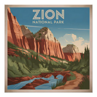 Zion National Park vintage Poster