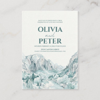 Zion National Park Watercolor Mountain Wedding Begleitkarte