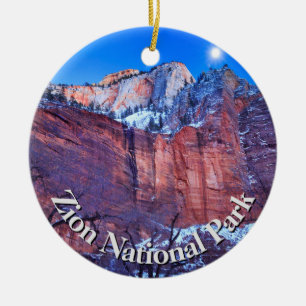 Zion National Park Winter Snow Keramik Ornament