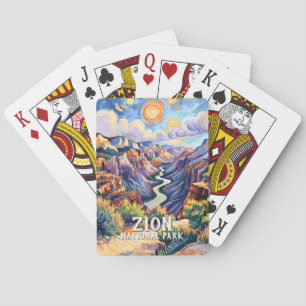 Zion Nationalpark Canyon Sonnenuntergang Farbige V Spielkarten