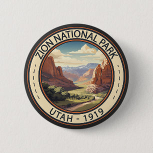 Zion Nationalpark Illustration Reisen Kunst, Dicht Button