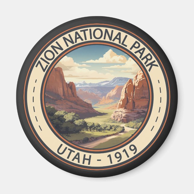 Zion Nationalpark Illustration Reisen Kunst, Dicht Magnet (Vorne)