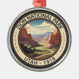 Zion Nationalpark Illustration Reisen Kunst, Dicht Ornament Aus Metall