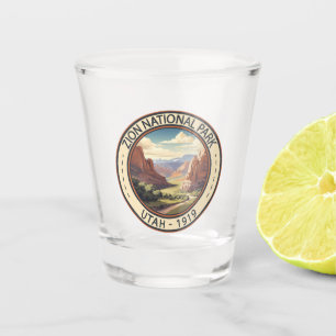 Zion Nationalpark Illustration Reisen Kunst, Dicht Schnapsglas