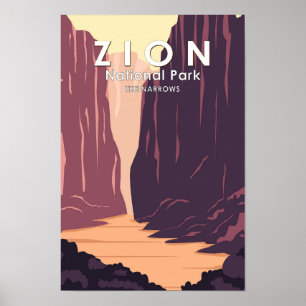 Zion Nationalpark Narrows Retro Poster