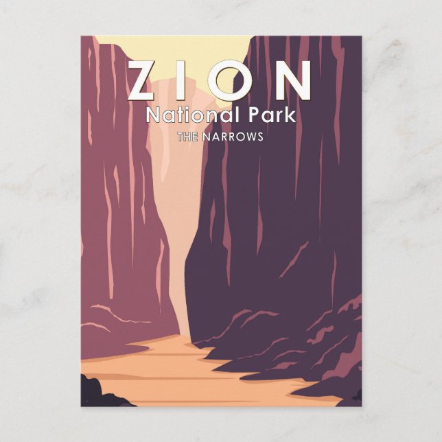 Zion Nationalpark Narrows Retro Postkarte (Vorderseite)