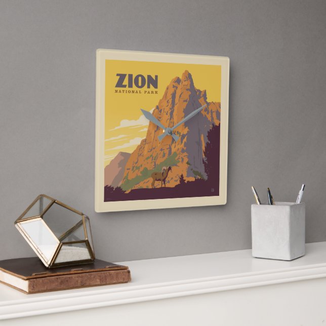 Zion-Nationalpark | Ram Quadratische Wanduhr (Büro)