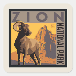 Zion-Nationalpark   Ram Quadratischer Aufkleber