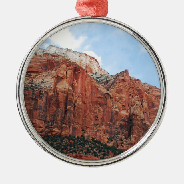 zion Nationalpark Silbernes Ornament (Vorne)