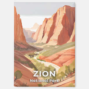 Zion-Nationalpark Travel Watercolor Valley Magnet