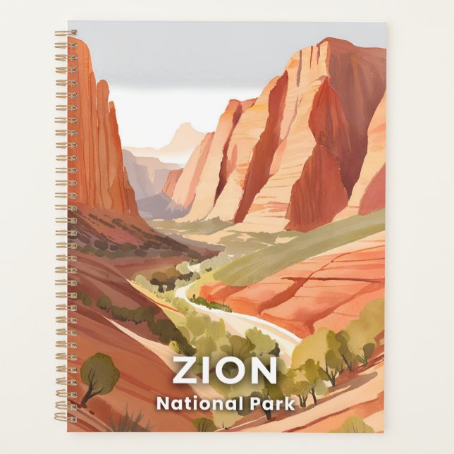 Zion-Nationalpark | Travel Watercolor Valley Planer (Vorderseite)