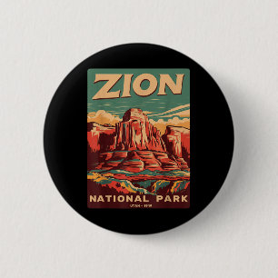 Zion Nationalpark Utah Angels Landing Vintage Wand Button