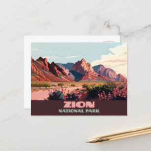 Zion Nationalpark Utah Berge Vintage Postkarte