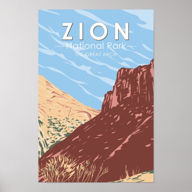 Zion Nationalpark Utah Der Große Bogen Vintag Poster (Vorne)