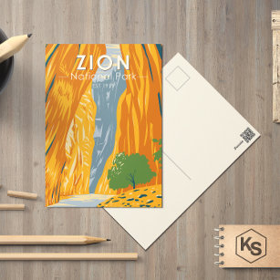 Zion Nationalpark Utah Die Pfeile Vintag Postkarte