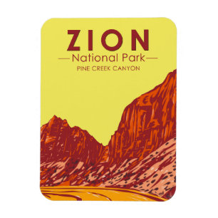 Zion Nationalpark Utah Pine Creek Canyon Vintage Magnet