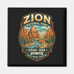 Zion Nationalpark Utah Retro Canyon Wandern Magnet