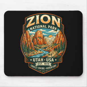 Zion Nationalpark Utah Retro Canyon Wandern Mousepad