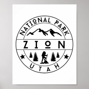 Zion Nationalpark Utah Wanderer Natur Wandern Im F Poster