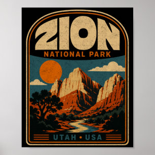 Zion Nationalpark vintage retro Canyon Outdoor Poster