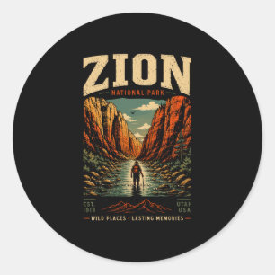 Zion Nationalpark vintage retro Canyon Outdoor Runder Aufkleber