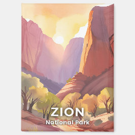 Zion-Nationalpark | Wasserfarbe für Reisen Magnet