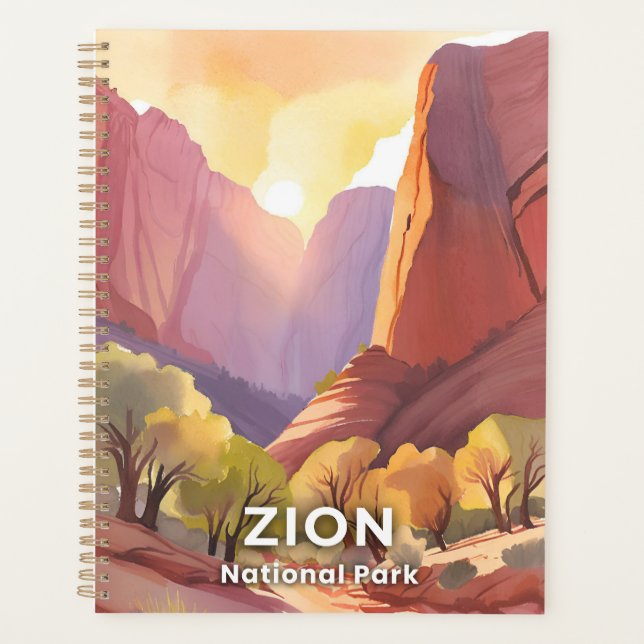 Zion-Nationalpark | Wasserfarbenkunst für Reisen Planer (Vorderseite)