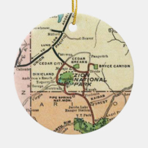 Zion Park Vintage Karte Keramik Ornament