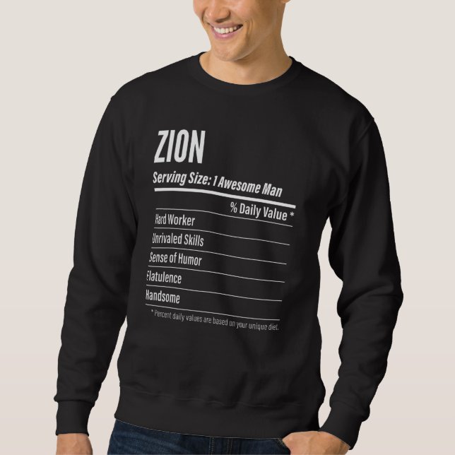Zion Serving Size Nutrition Label Calories Sweatshirt (Vorderseite)