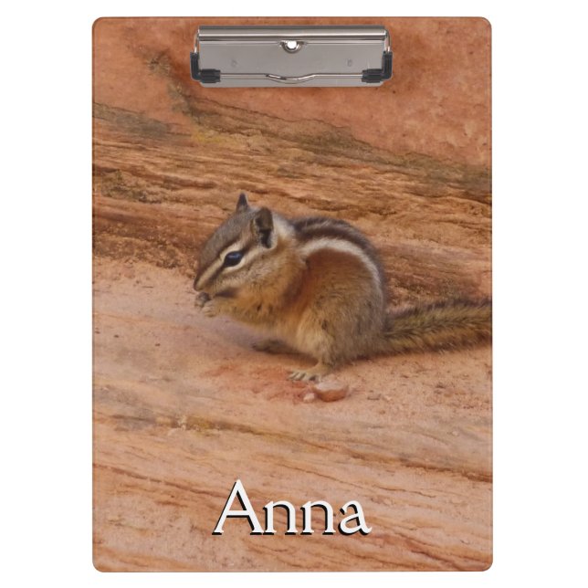 Zion-Streifenhörnchen auf roten Felsen Klemmbrett (Vorderseite)