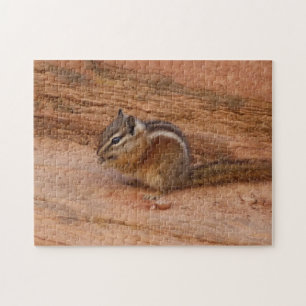 Zion-Streifenhörnchen auf roten Felsen Puzzle