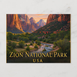 Zion Utah Red Cliffs & Virgin River Canyon 🗺️ Postkarte
