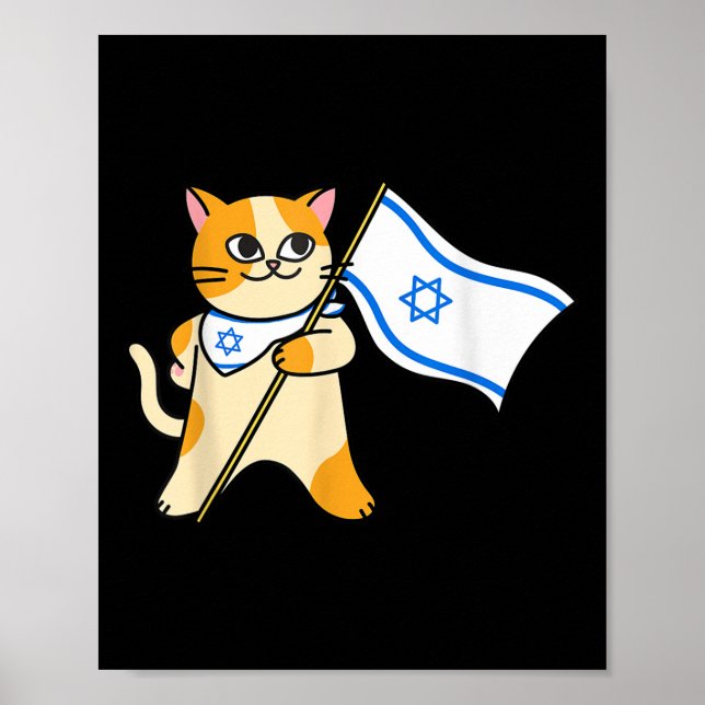 Zionistische Katze Israelische Flagge Pro-Israel j Poster (Vorne)
