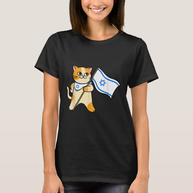 Zionistische Katze Israelische Flagge Pro-Israel j T-Shirt (Vorderseite)