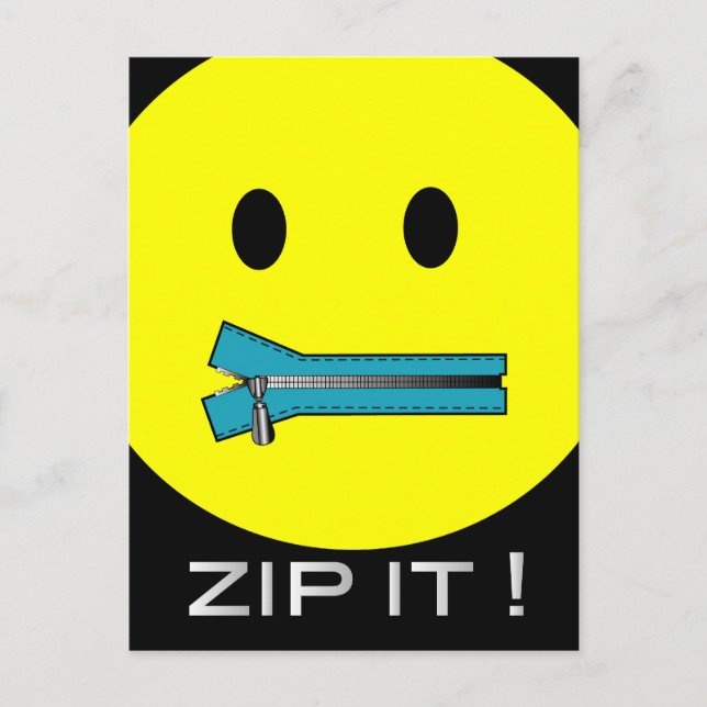 'zip it FACE POSTCARD Postkarte (Vorderseite)