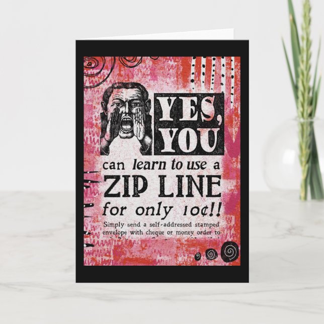 Zip Line - Funny Vintage Ad Karte (Vorderseite)