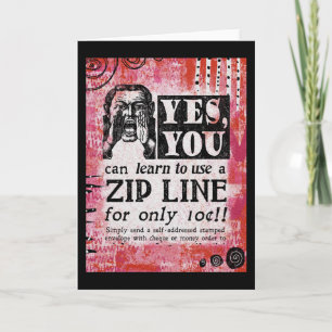 Zip Line - Funny Vintage Ad Karte