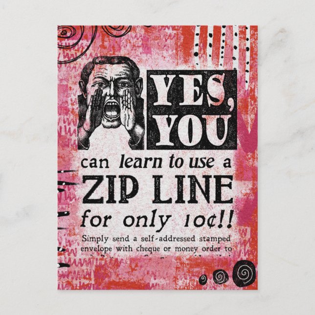 Zip Line - Funny Vintage Ad Postkarte (Vorderseite)