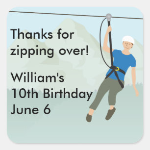 Zip Line Lining Birthday Gevor Quadratischer Aufkleber