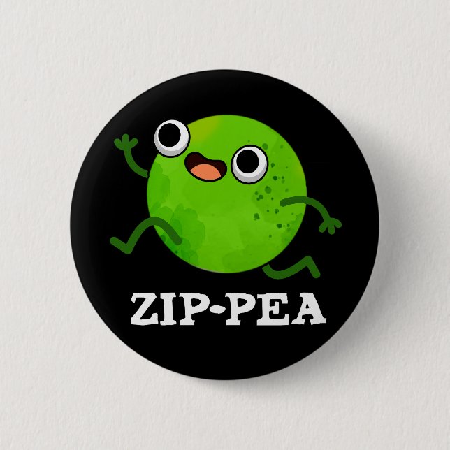 Zip-pea Funny Zippy Pea Pun Dark BG Button (Vorderseite)