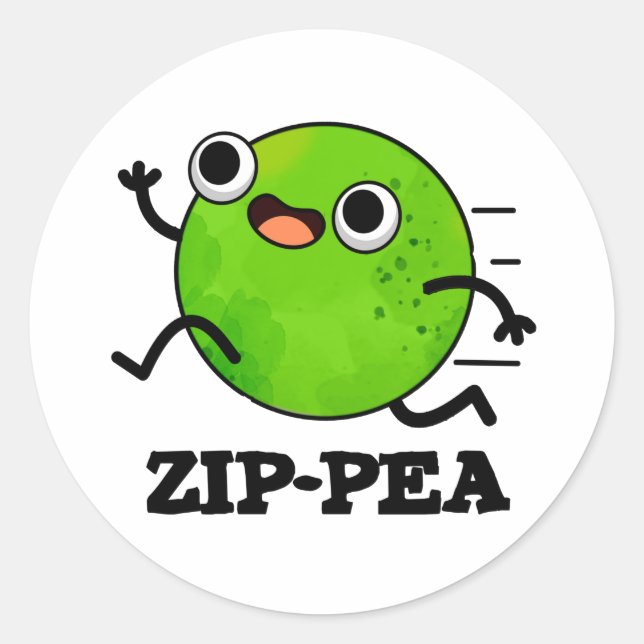 Zip-pea Funny Zippy Pea Pun Runder Aufkleber (Vorderseite)