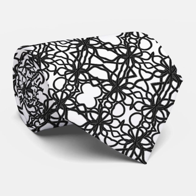 Zip schwarz auf weißer Krümmung symmetrisches Must Krawatte (Gerollt)