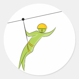 Zipline Rider Strichmännchen Icon Runder Aufkleber