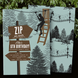 Zipline-Seilparcours Outdoor-Park-Abenteuer Geburt Einladung