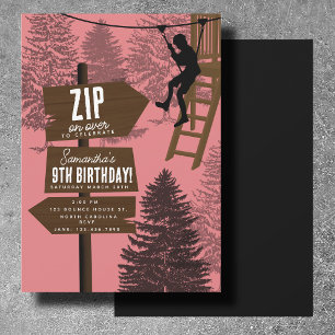 Zipline-Seilparcours Outdoor-Park-Abenteuer Geburt Einladung